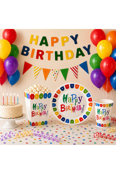 Partifabrik Colorful Carnival Colors Birthday Party Set