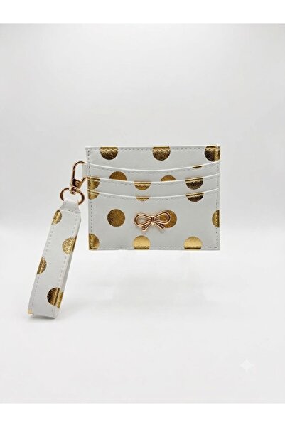 H&D COLLECTİON Women's Bow Detailed Shiny Faux Leather Card Holder with Keychain