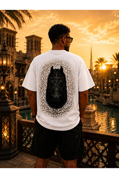 JAWÜ STYLE طقم بتصميم فاخر مقاس كبير من BLACK HORSE بتفاصيل طباعة كبيرة JAWÜÜÜÜ