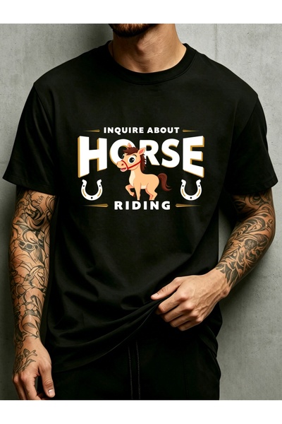 KYMC07 Western Style Theme Men Round Neck T-Shirt Loose Fit 100 Percent Pure ...