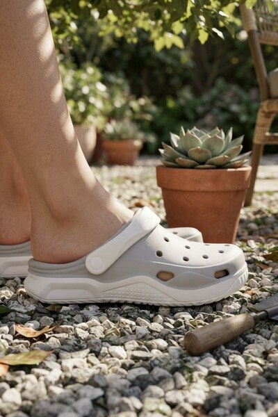 Bellaura White Gray Daily Beach Pool Beach Slippers Women's Orthopedic Non-Sl...