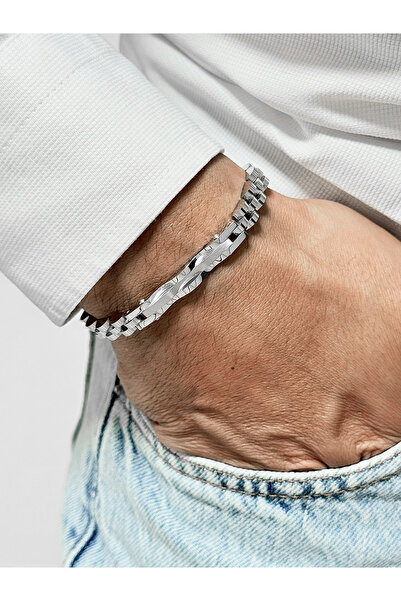 FERRO Silver Steel Men's Bracelet Frj10198A-A 2 Year Warranty Gift Boxed