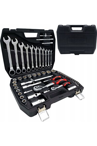 Airpress SET CHEI PLATE ȘI CHEI TUBULARE + TIPURI DE CAPETE 54 PIESE VALIZĂ