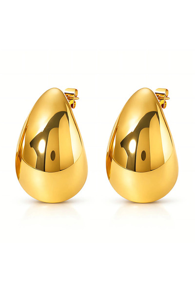 OEM Cercei Teardrop aurii, din oțel inoxidabil, cu geometric, placați cu aur 18K