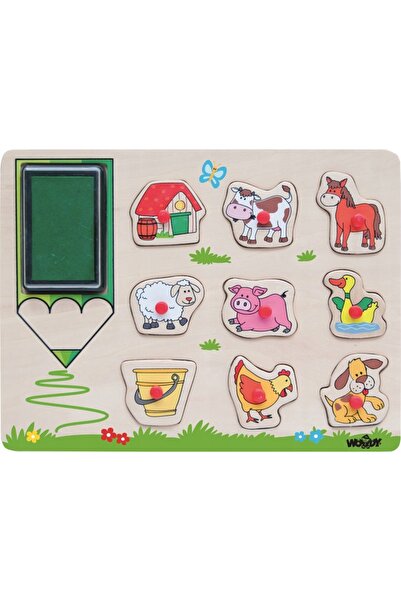 Woodyland Jucărie educativă puzzle cu ștampile animale de companie 3+