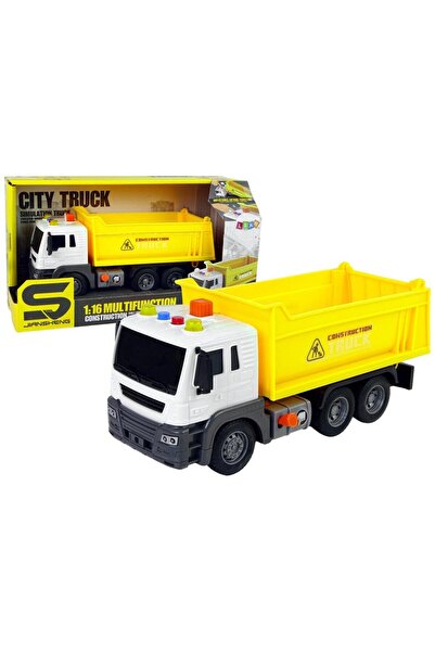 LeanToys Vehicul de construcții basculant 1:16 cu remorcă, galben, cu lumini ...