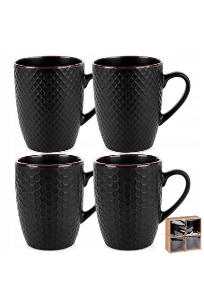 Vilde 4x Căni NEGRE pentru băut cafea, ceai, plante aromatice, set de căni, c...
