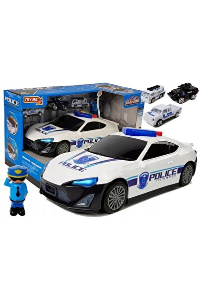 LeanToys Mașină de Poliție, Garaj cu Spațiu de Depozitare, 2 în 1, Polițist, ...