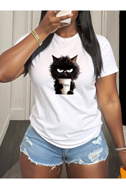 NOURAM Lightweight Comfy Short-Sleeve Casual Tee in Black White Featuring Des...