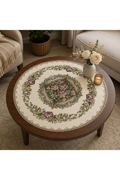 Yeshome Collection Buchet Regal 95 cm Husă rotundă pentru masă de cafea, tip ...