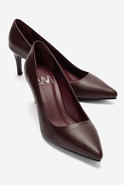 LuviShoes حذاء نسائي بكعب عالٍ من الجلد الطبيعي باللون العنابي من CLYDE