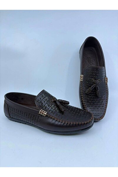 Papuccu Brown Tasseled Men's Genuine Leather Loafers