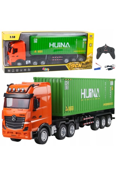 LeanToys Camion cu container telecomandat RC Huina Verde 1:18