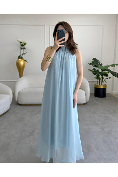 My Blog Light Blue Collared Lace Dress - 3438