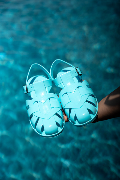 LAMİNTA Misha Heart Detailed Buckle Jelly Women's Turquoise Sandals