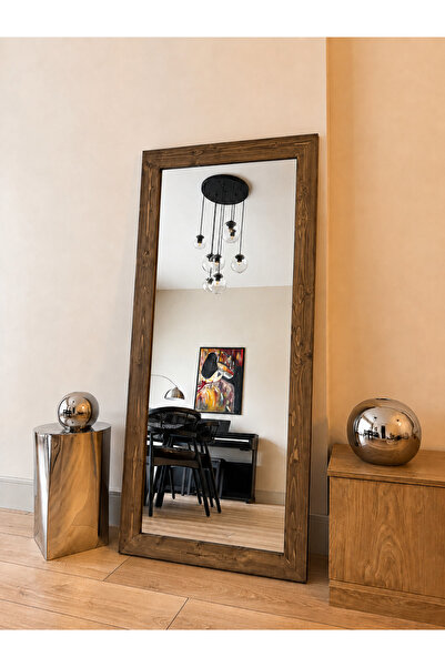 EFFE YAPI DEKOR DOĞAL AHŞAP ÇERÇEVELİ 180X80 CM ( CEVİZ ) AYAKLI BOY AYNASI
