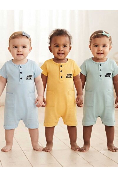 ALİSS ALİŞŞ BEBE Unisex Bebek %100 Pamuklu Yazlık Kısa Kollu Şortlu Tulum