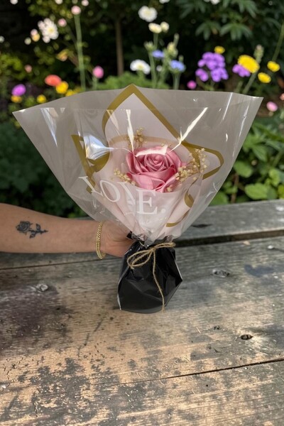 AXWELL Single Rose Made from Ribbon (Valentine's Day, Mother's Day, Gift, Bir...