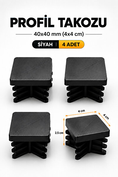 Badem10 (40x40 mm) 4 Adet Kademeli İç Kelebek Profil Takozu Kare Masa Sandaly...