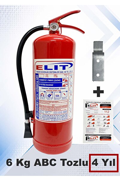ELİT YANGIN VE GÜVENLİK SİSTEMLERİ 6 Kg ABC Tozlu Yangın Söndürücü Tüp Ruhsat...