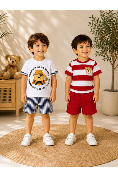 Melodikids Boy's T-Shirt Shorts 2 Piece Set Summer Cotton