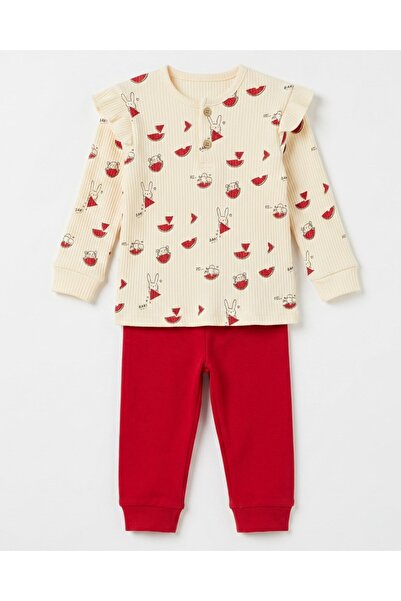VOY KİDS 100% Cotton 0-3-6-9-12 Months Baby Girl Ruffled Thin Seasonal 2-Piec...