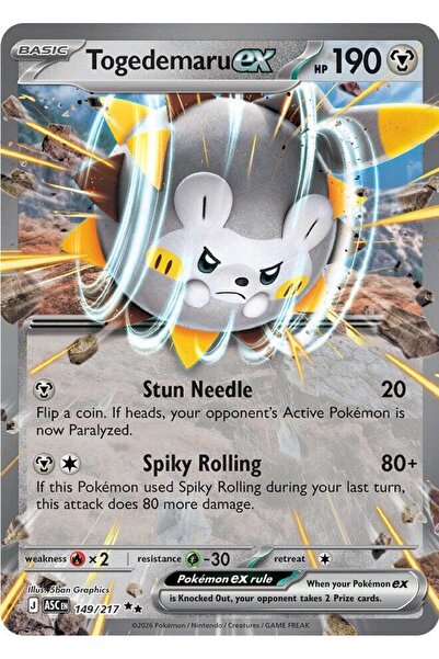 Pokemon TCG Togedemaru Ex # 149 Pokemon Ascended Heroes Original Card