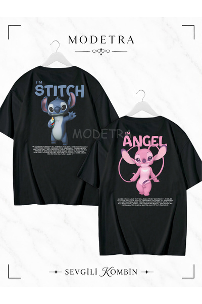 Modetra Women Men Angel Stitch Lilo Stitch Design Printed Back Printed Lover ...