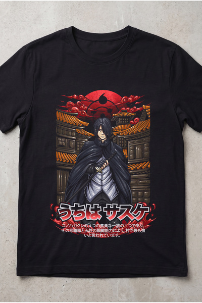 Silkensoul Naruto Sasuke Uchiha Anime Printed Standard Cut Unisex Tshirt