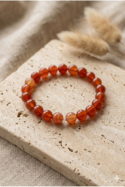 ZGNOVA Handmade Citrine Round Natural Stone Flexible Bracelet