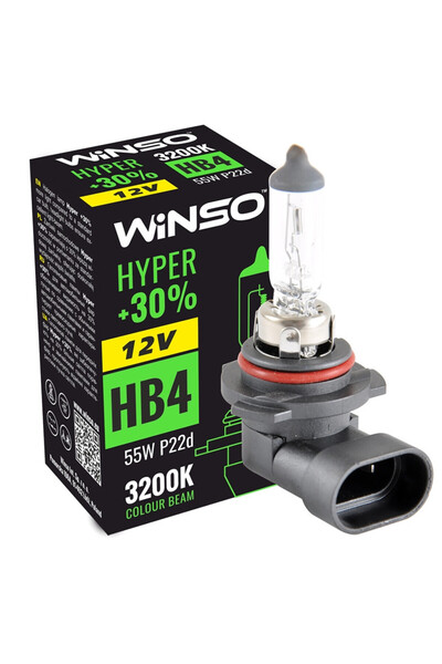 Winso Bec Halogen Hyper +30% HB4 - 12V, 55W P22d ● 3200K