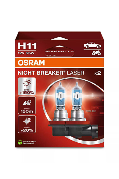 Osram Bec Night Breaker Laser Επόμενη Γενιά H11 12V 55W PGJ19-2 Σετ 2 τεμαχίων