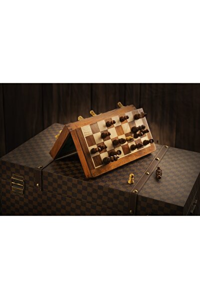 Sunrise Chess & Games Magnetic wooden chess Top Bottom Set with 25 cm inlaid ...
