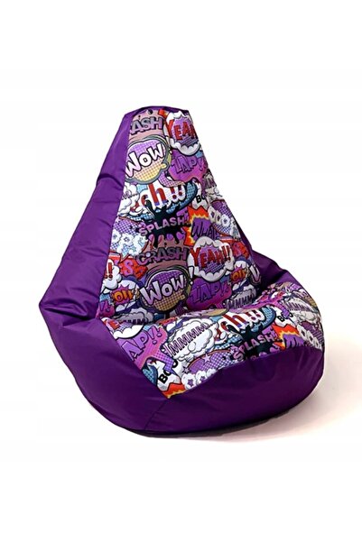 NO BRAND Pufa worek GO GIFT Grusza Druk Wow Violet L 105 x 80 cm