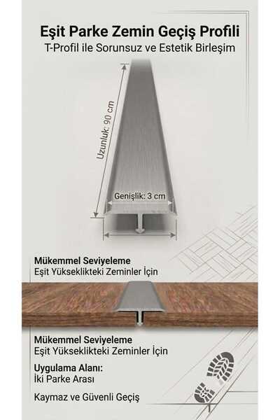 Zirve Alüminyum Kapı Eşik Profili T Model 3 cm x 90 cm'ye Kadar Özel Ölçü Par...
