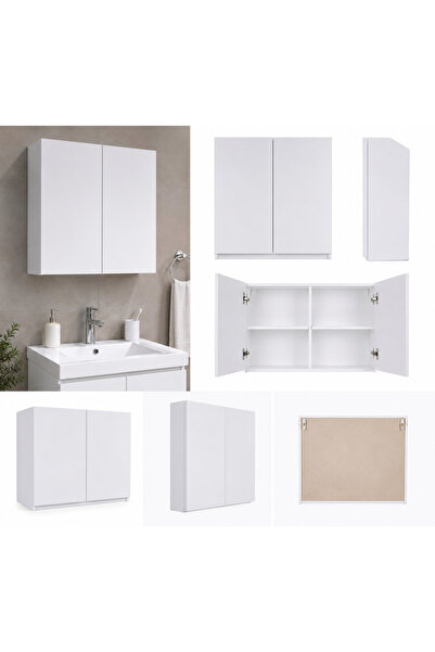 Minimalist MDF Banyo Üst Dolabı – Beyaz