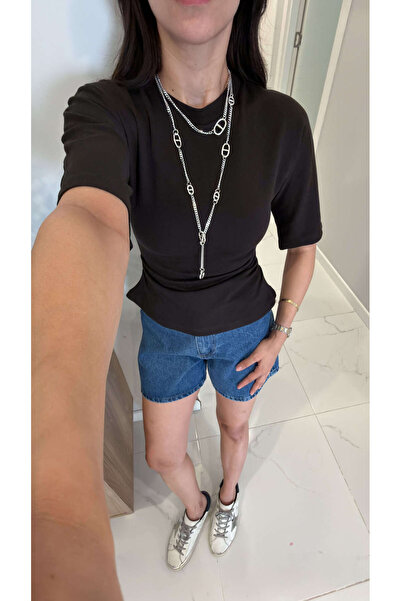 BİRCANÇİL Huden Brown Gathered Half Sleeve Blouse