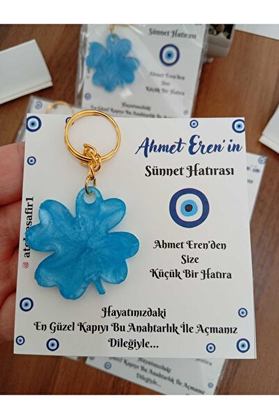 SevgiliAtolyemm Nazar Beaded Card Clover Keychain 10 Pieces Mevlüt Circumcisi...