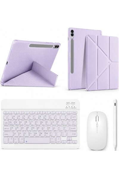 TUROTTO Galaxy Tab S9 FE PLUS X610 İle Uyumlu Standlı Kılıf Dokunmatik Kalem ...