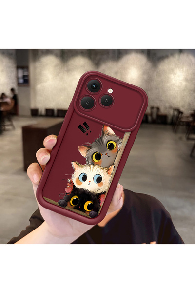 Hontinga Tecno Spark 40 Compatible Case Camera Protector Claret Red Silicone ...