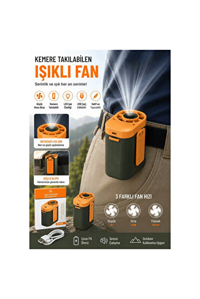 YK Design DF-92 Çok Fonksiyonlu Bele Takılan Mini Fan | Yüksek Hızlı Giyilebi...