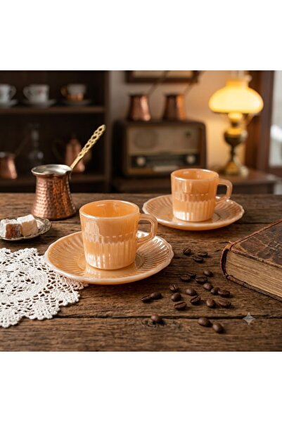 ESKİ YENİ ANTİK Anchor Hocking Opal Glass 2-Person Turkish Coffee Cup Set Vin...