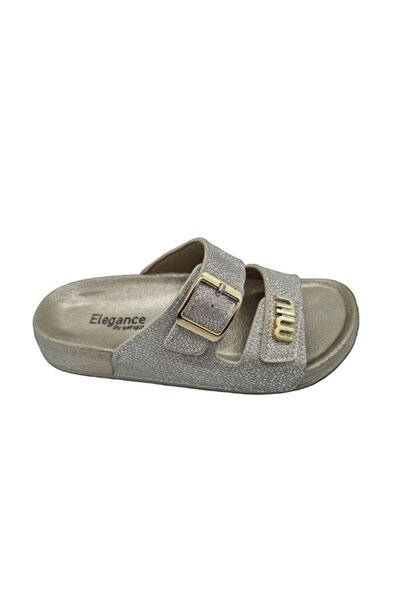 ŞAHGÜL Original Orthopedic Buckle Adjustable Stylish Gold Slippers