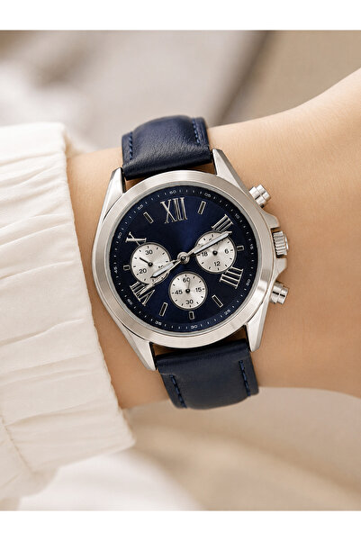 Weluxa Women's Wristwatch with Navy Blue Leather Strap, Casual and Stylish Co...