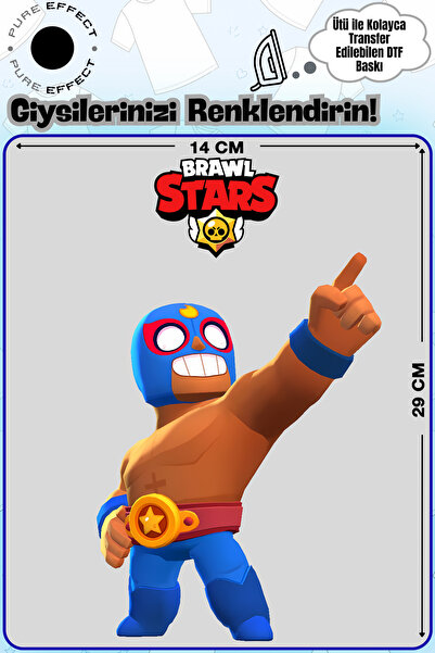 PURE EFFECT A4 Boyutunda Ütü ile Kumaşa Yapışan Brawstars Elprimo Tasarımlı D...