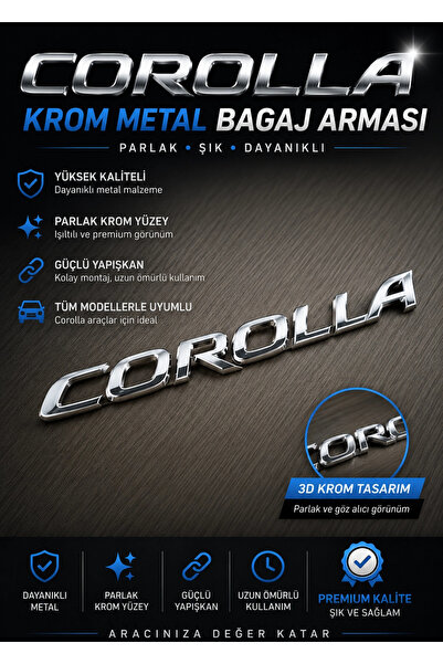 şimika tuning tuningmarketim Toyota Corolla Chrome Metal Trunk Emblem – Shiny...