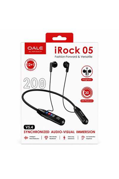 OALE iRock 05 Wireless Bluetooth Neckband Earphones V5.4, 30H Playback, Magne...