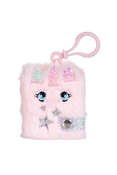 OEM Breloc unicorn roz pufos și caiet de 40 de pagini - 6x7cm