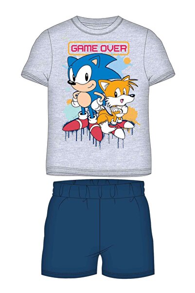 Sonic Γκρι καλοκαιρινές πιτζάμες 4-9 ετών, λεπτό, σταθερό σε διαστάσεις πλέγμ...
