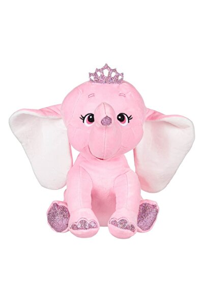 OEM Elefant de pluș roz cu coroană cu sclipici - Dimensiune 32cm